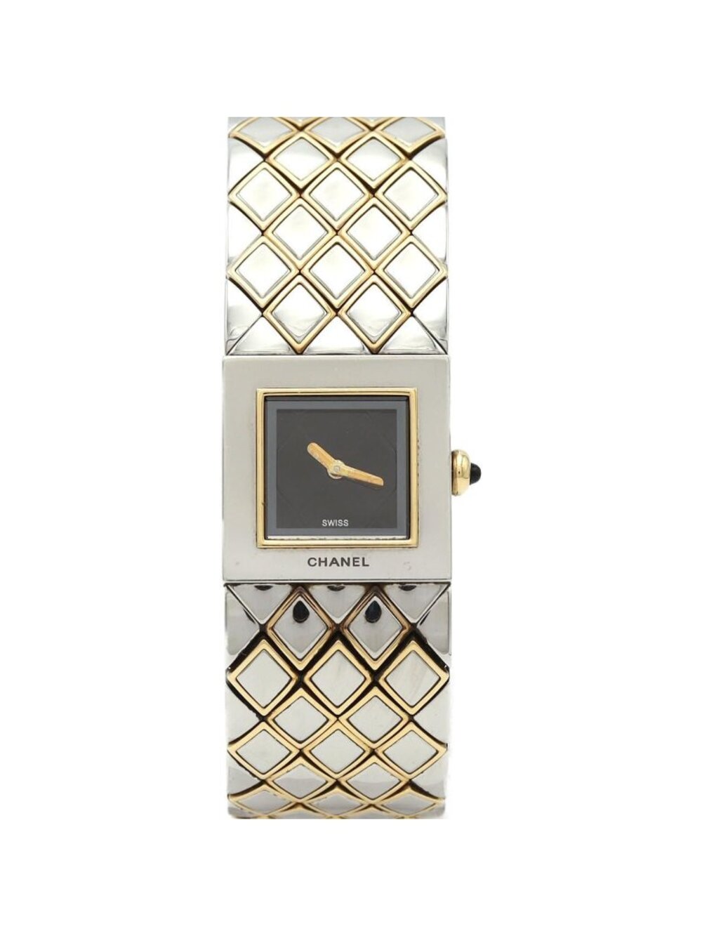Chanel Quilted Stainless Steel Yellow Gold Quartz Watch